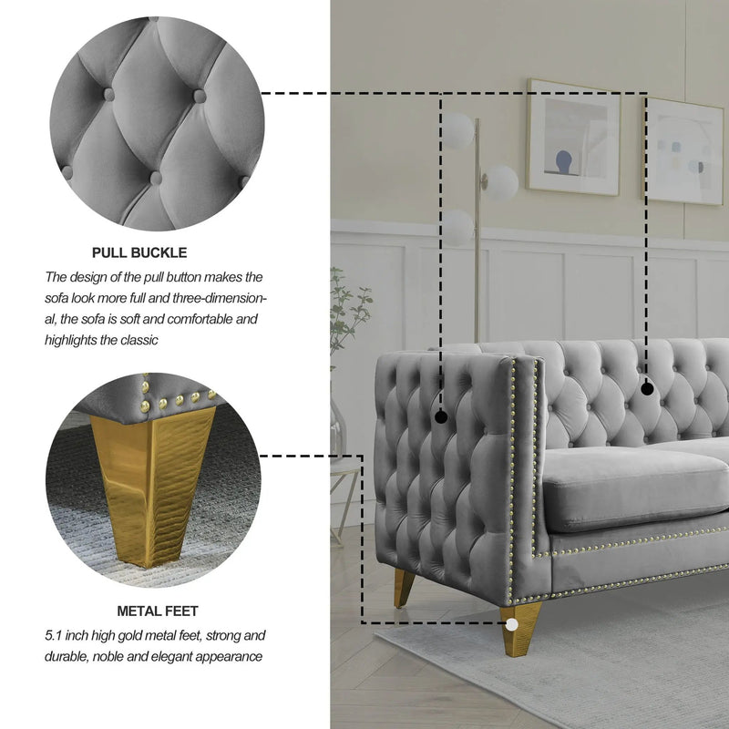 Modern Sofa With Button Tufting, Upholstered Couch For Living Room by HouseOfZazla