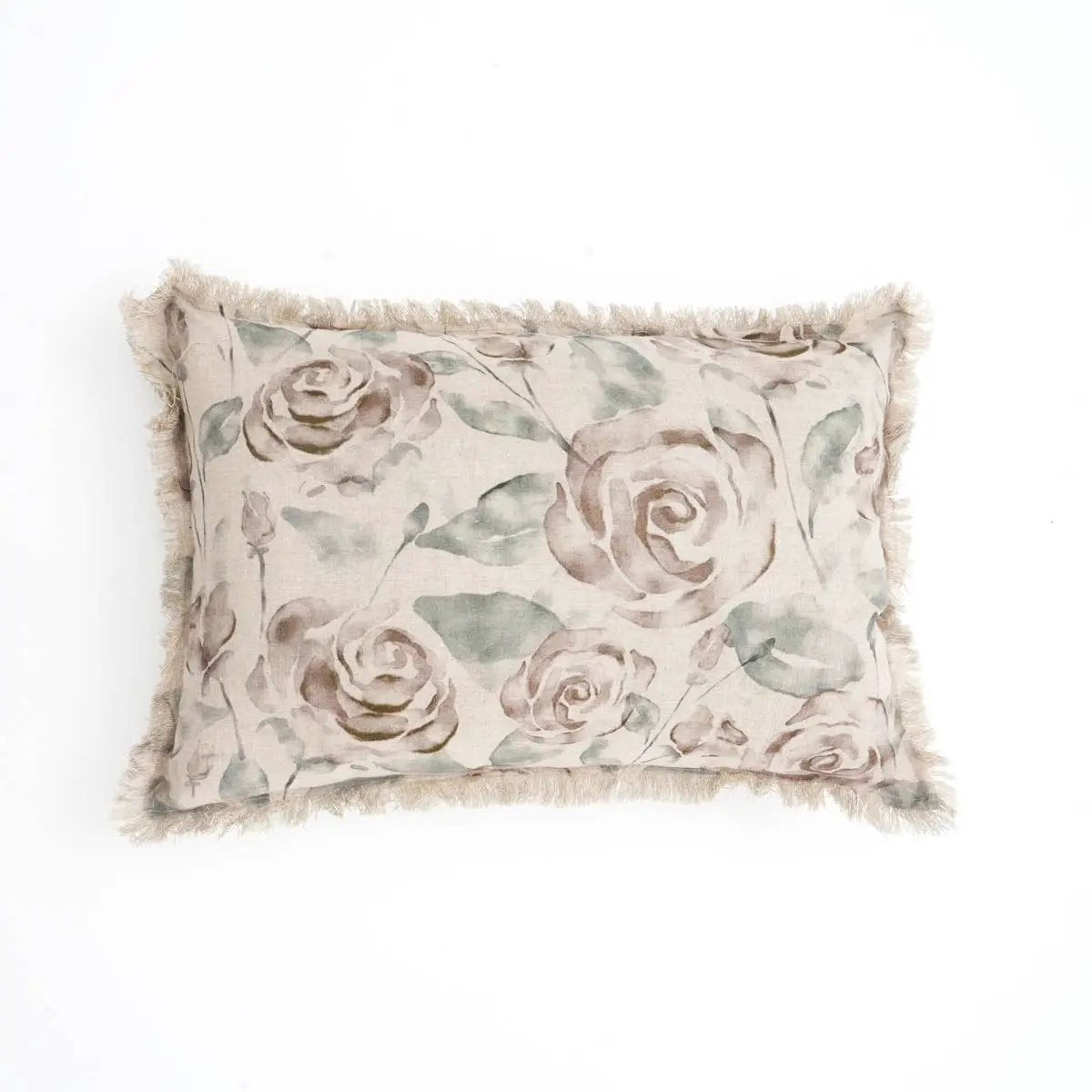 Linen Printed Lumber Throw Pillow 16x24 Brown & Green by HouseOfZazla