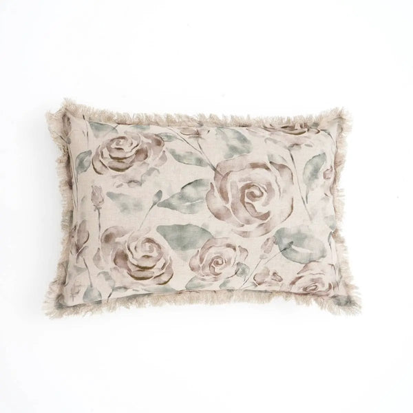 Linen Printed Lumber Throw Pillow 16x24 Brown & Green