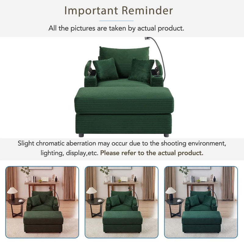 Modern Style Loveseat Sofa Sectional Sofa Couch With Storage Space, A Movable Ottoman, Two USB Ports, Two Cup Holders, A Phone Holder For Living Room by HouseOfZazla