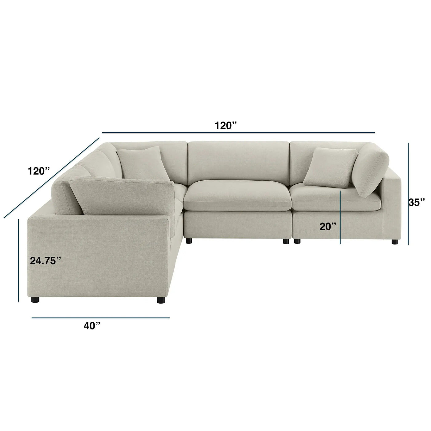 Cassandra - Modular 5 Piece Sectional by HouseOfZazla