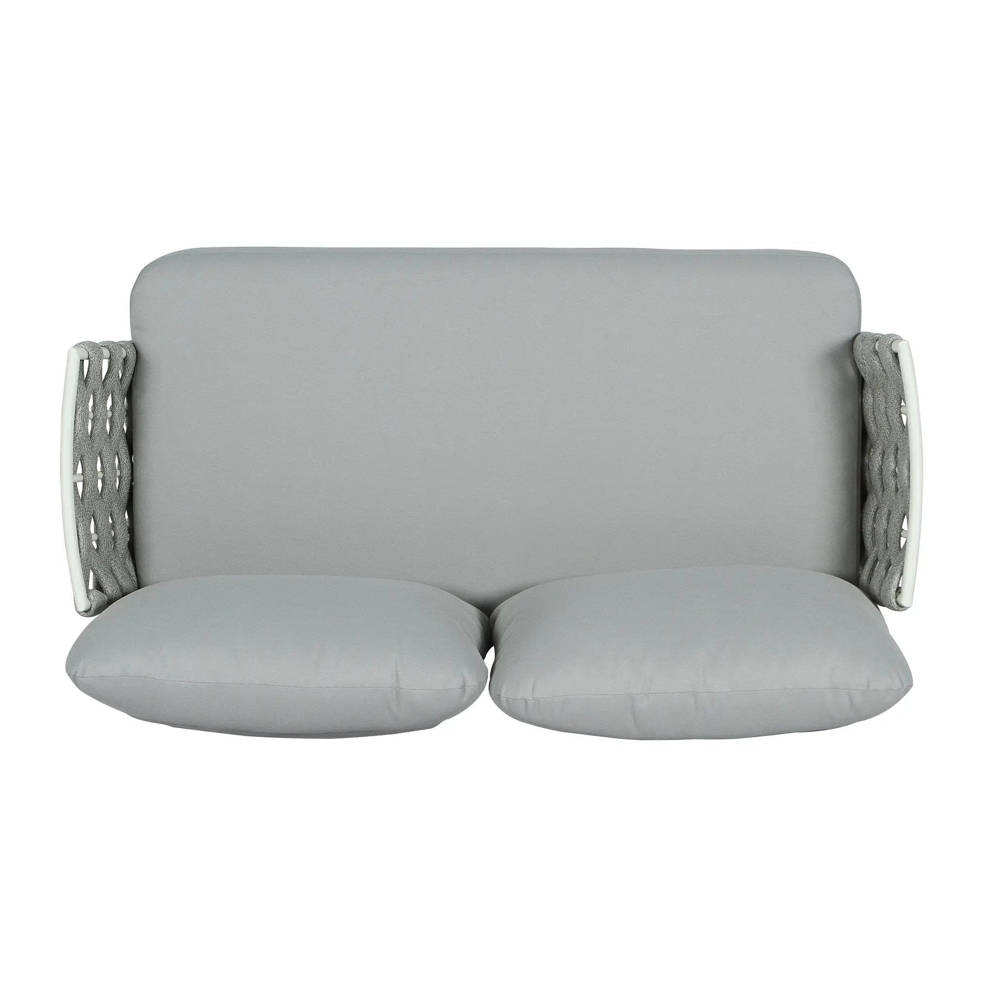 Mariano Steel Loveseat and Table, Off White & Grey by HouseOfZazla