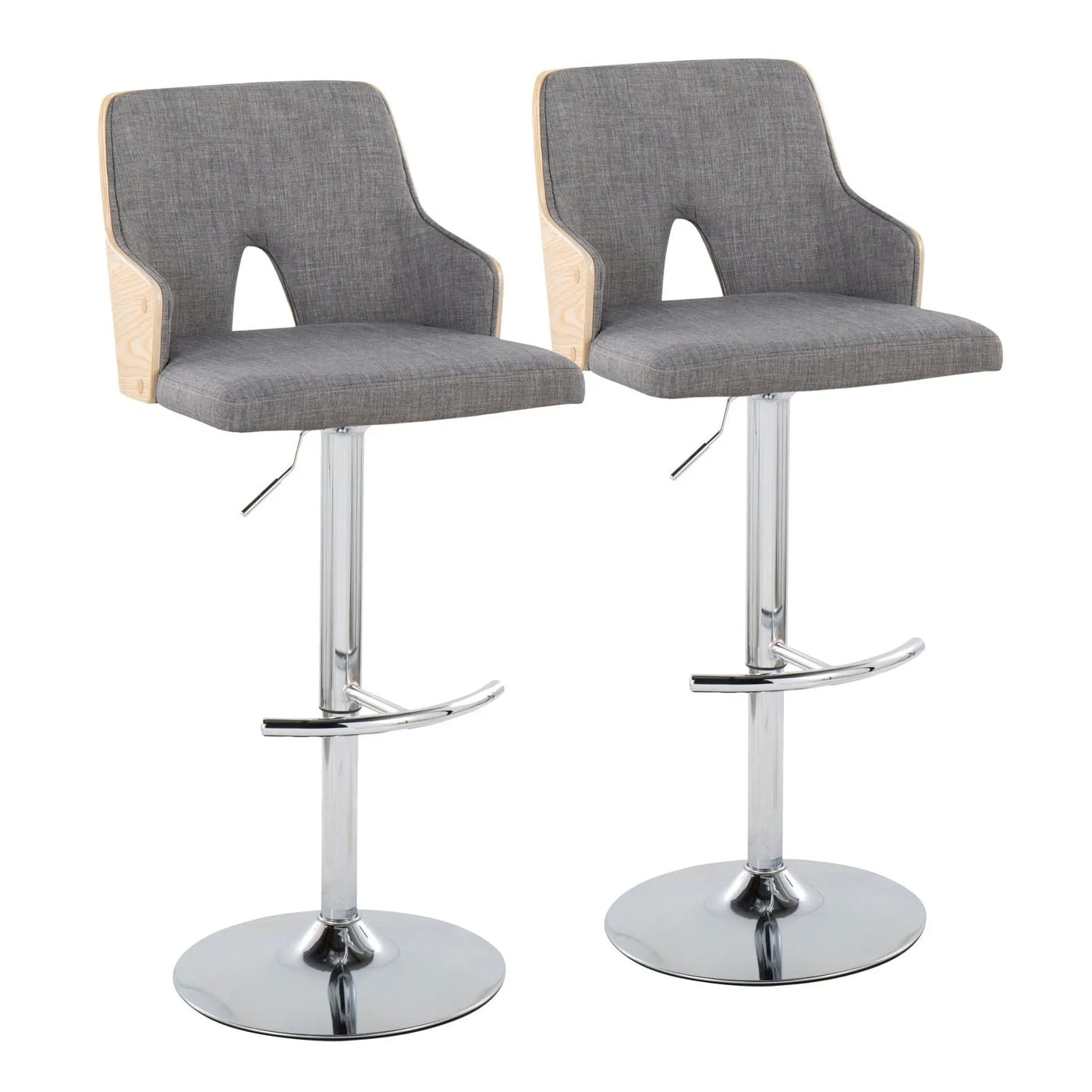 Stella - Contemporary Adjustable Barstool Stool With Swivel & Rounded T Footrest (Set of 2) by HouseOfZazla