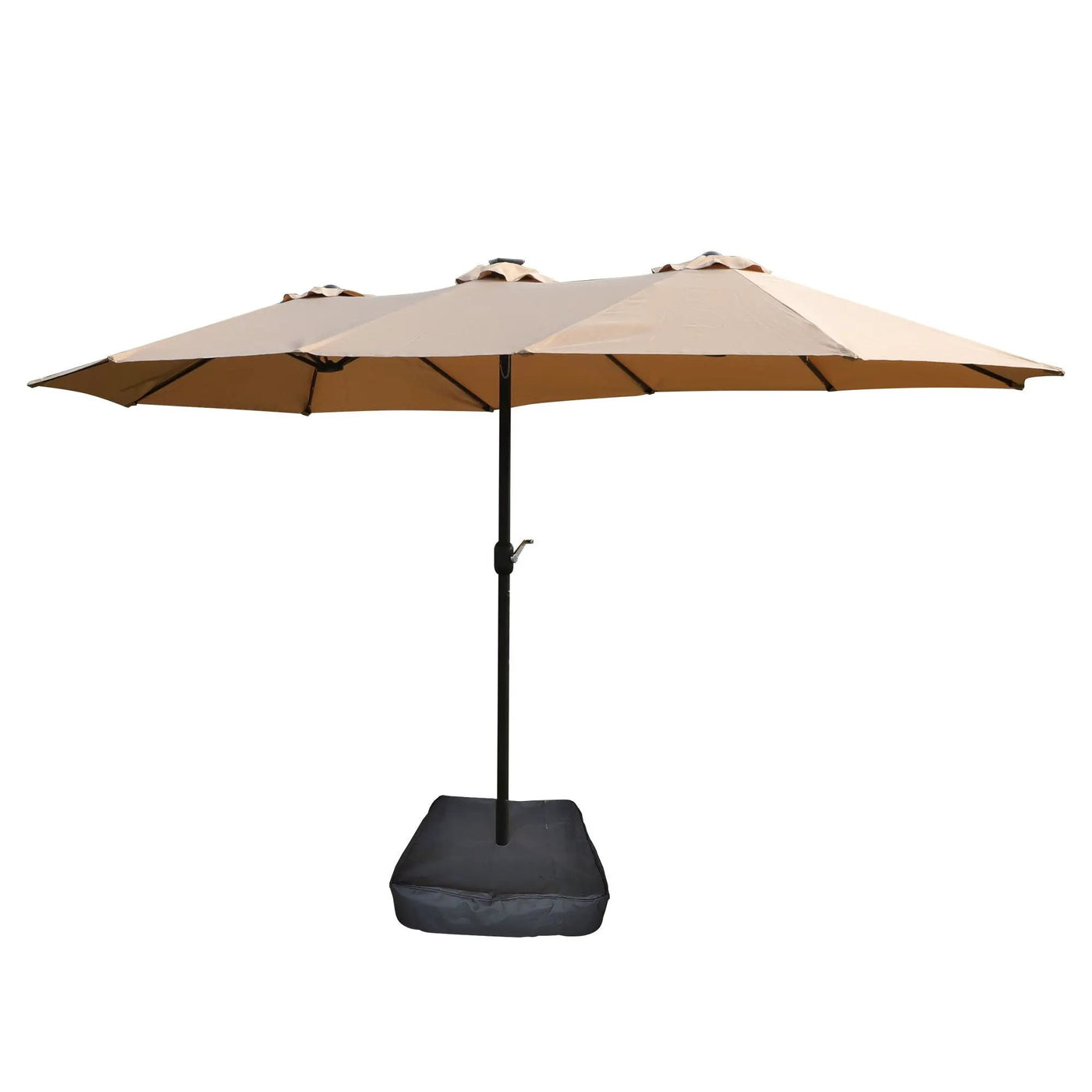 Double-Sided Outdoor Market Umbrella With Lights And Base by HouseOfZazla