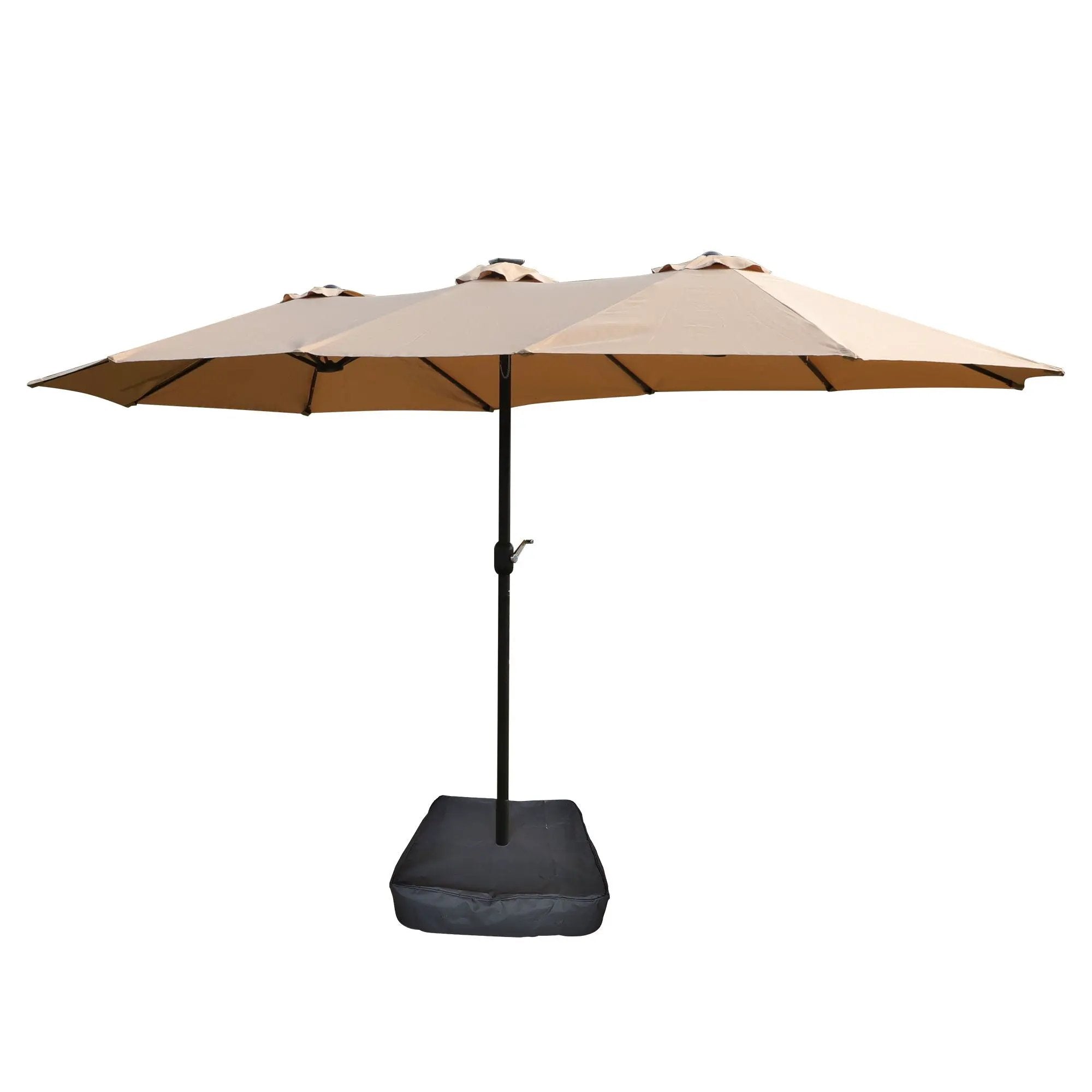 Double-Sided Outdoor Market Umbrella With Lights And Base by HouseOfZazla