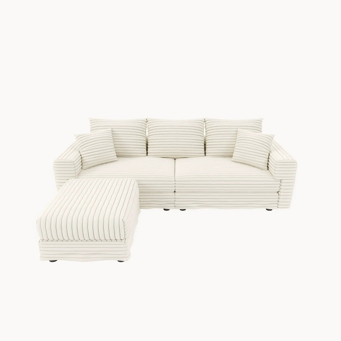 Deep Seat Convertible Sofa With Soft Pillows And Ottomans by HouseOfZazla