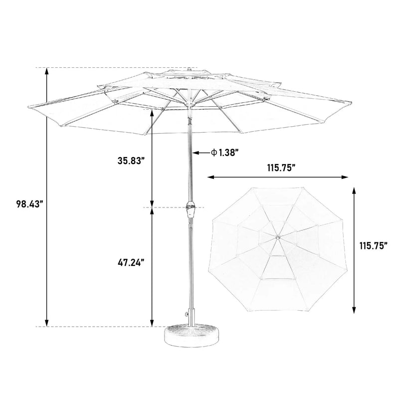 Aluminium 10ft 3 Tier Auto-Tilt Outdoor Patio Umbrella - Light Green by HouseOfZazla