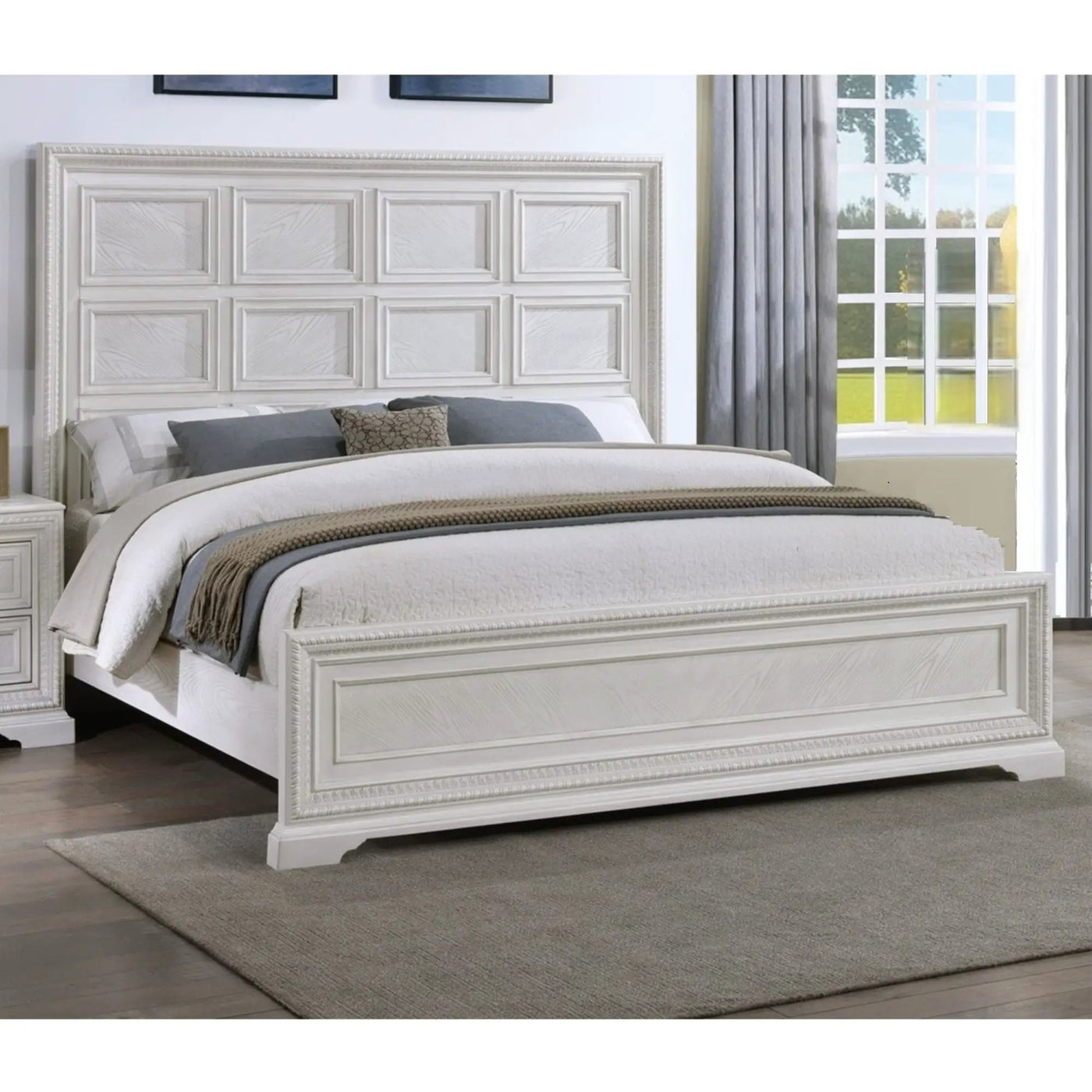 Geometric Design Headboard Panel Bed by Unique Piece Furniture