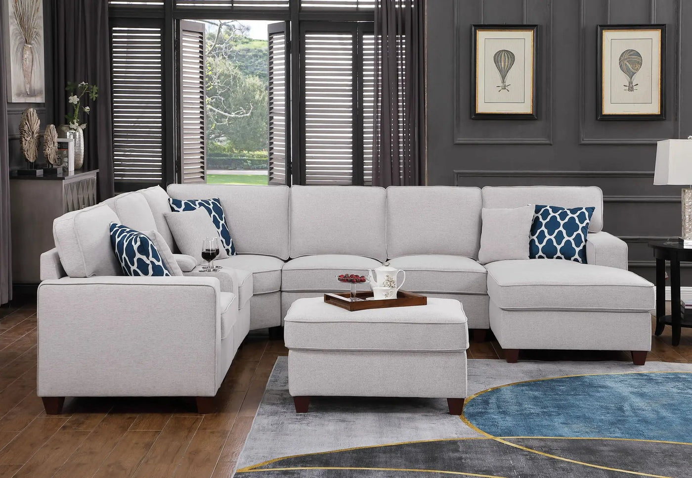 Tina - 8 Piece Upholstered Sectional With Ottoman by HouseOfZazla