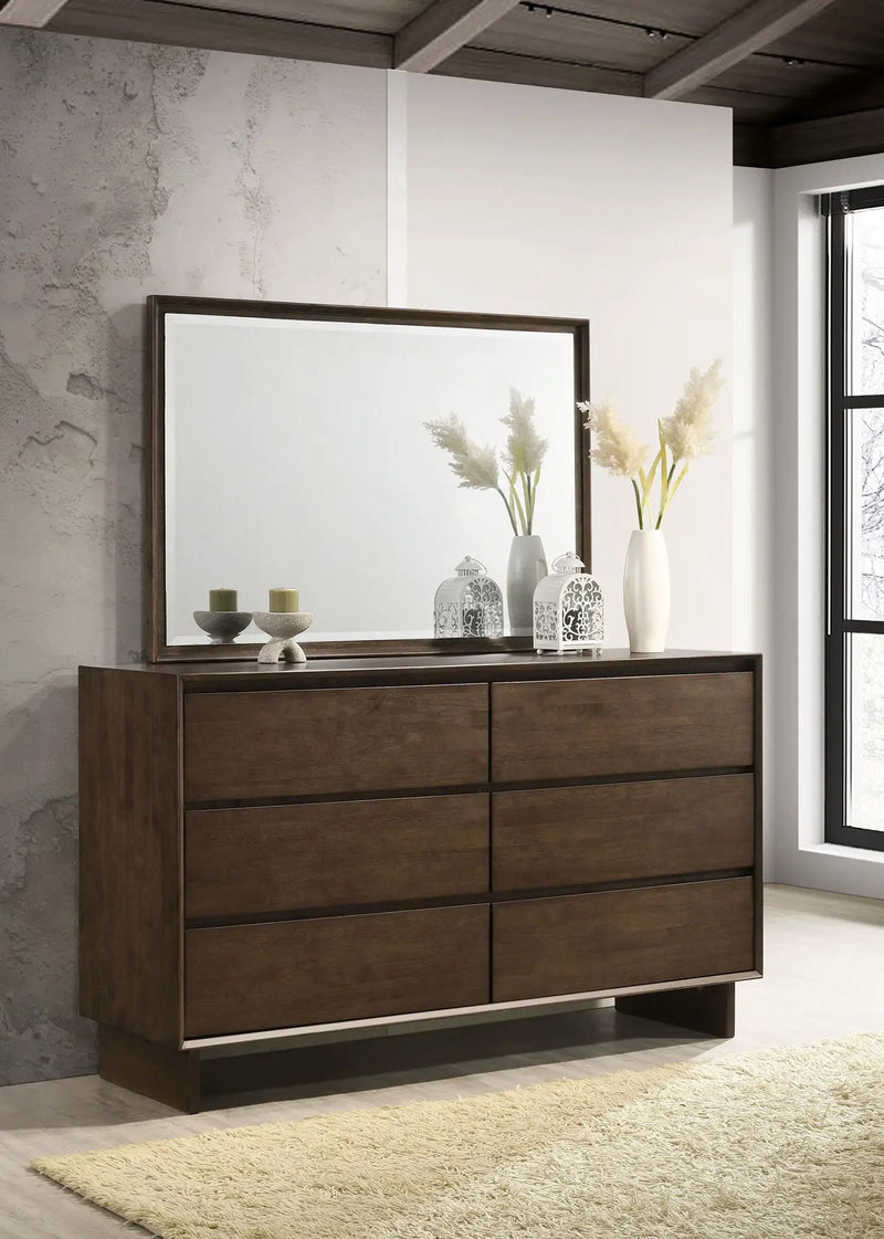 Glenwood 6-drawer Dresser and Mirror Warm Brown by Unique Piece Furniture