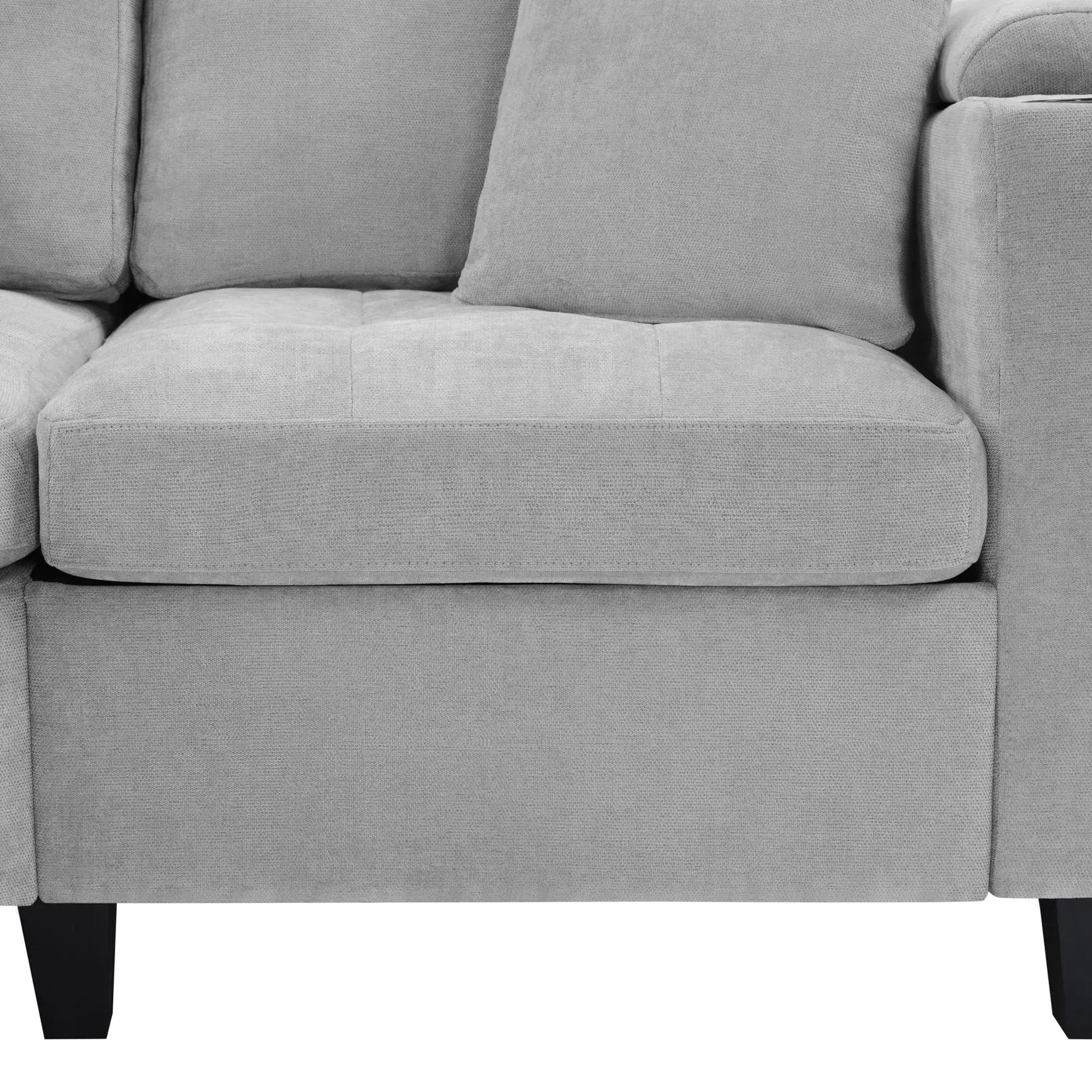 U Shaped Sectional Sofa, Corner Living Room Couch With Built In Cup Holders, Storage, USB Ports by HouseOfZazla