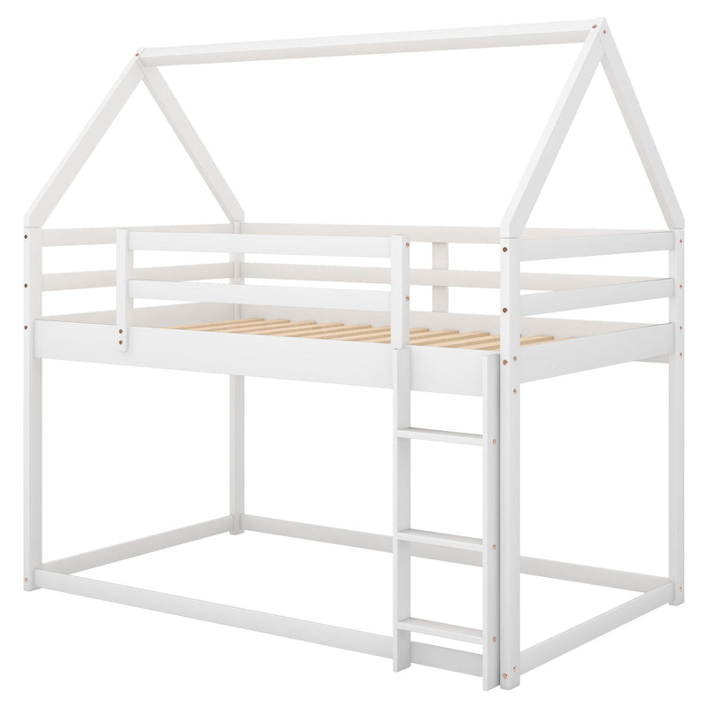 Low Bunk Bed With House Shaped Frame And Ladder by HouseOfZazla
