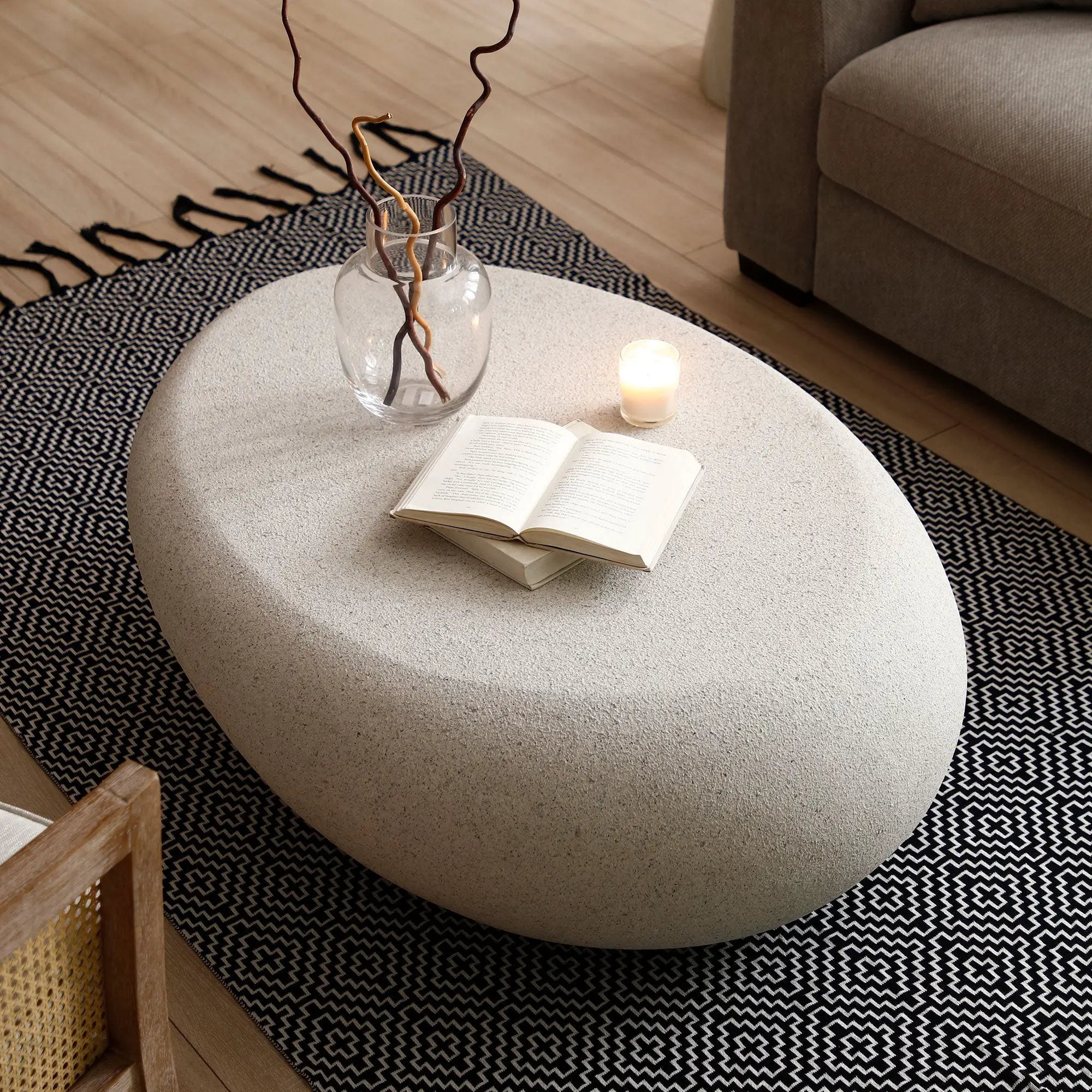 43.31'' Fiberglass Elliptical Coffee Table for Living Room by HouseOfZazla