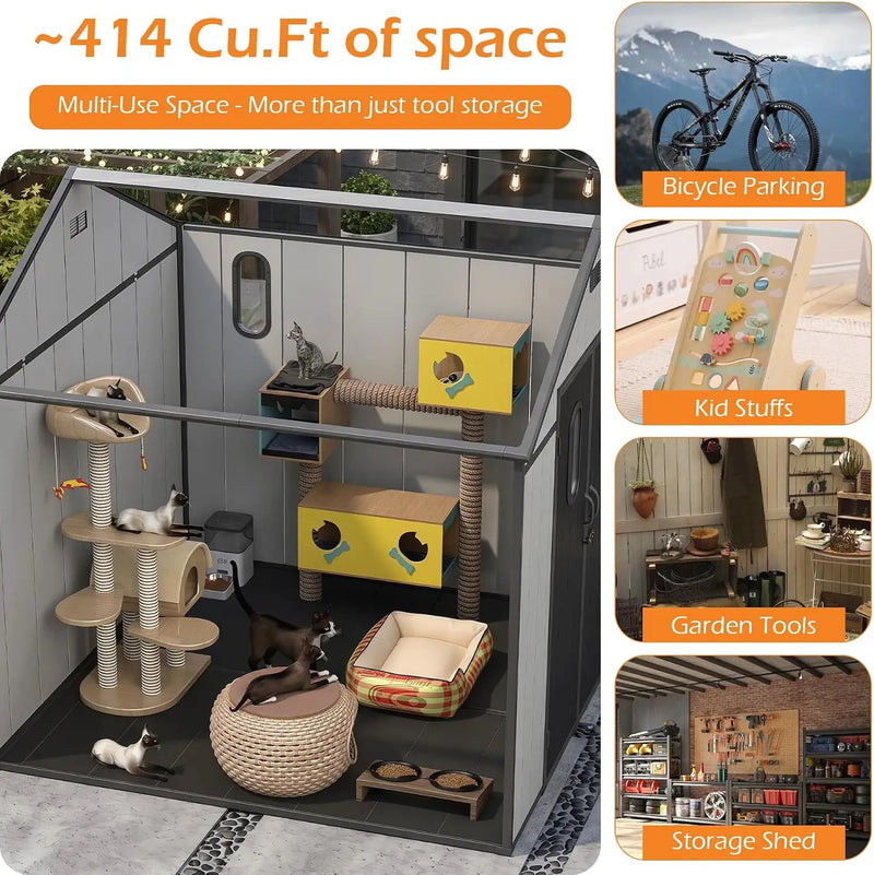 8x8 Ft Resin Outdoor Storage Shed with Floor by HouseOfZazla
