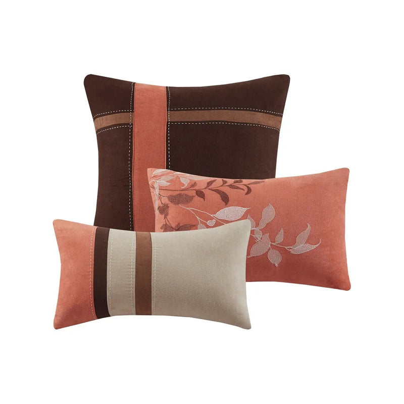 7 Piece Faux Suede Comforter Set - Coral King by HouseOfZazla