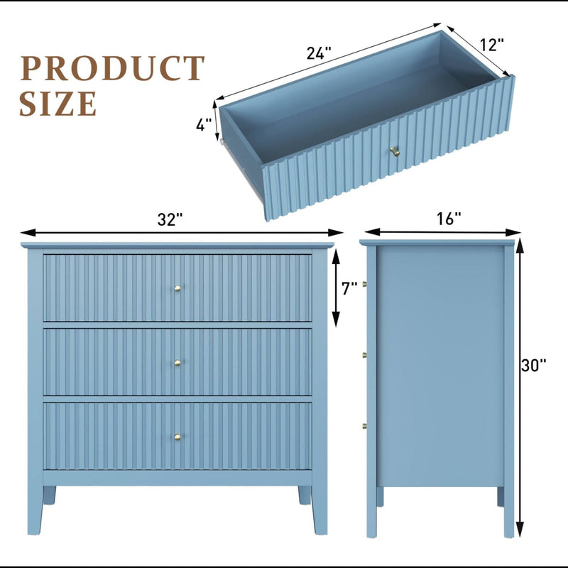 Fluted 3 Drawer Nightstand With Soft Close Slides by HouseOfZazla