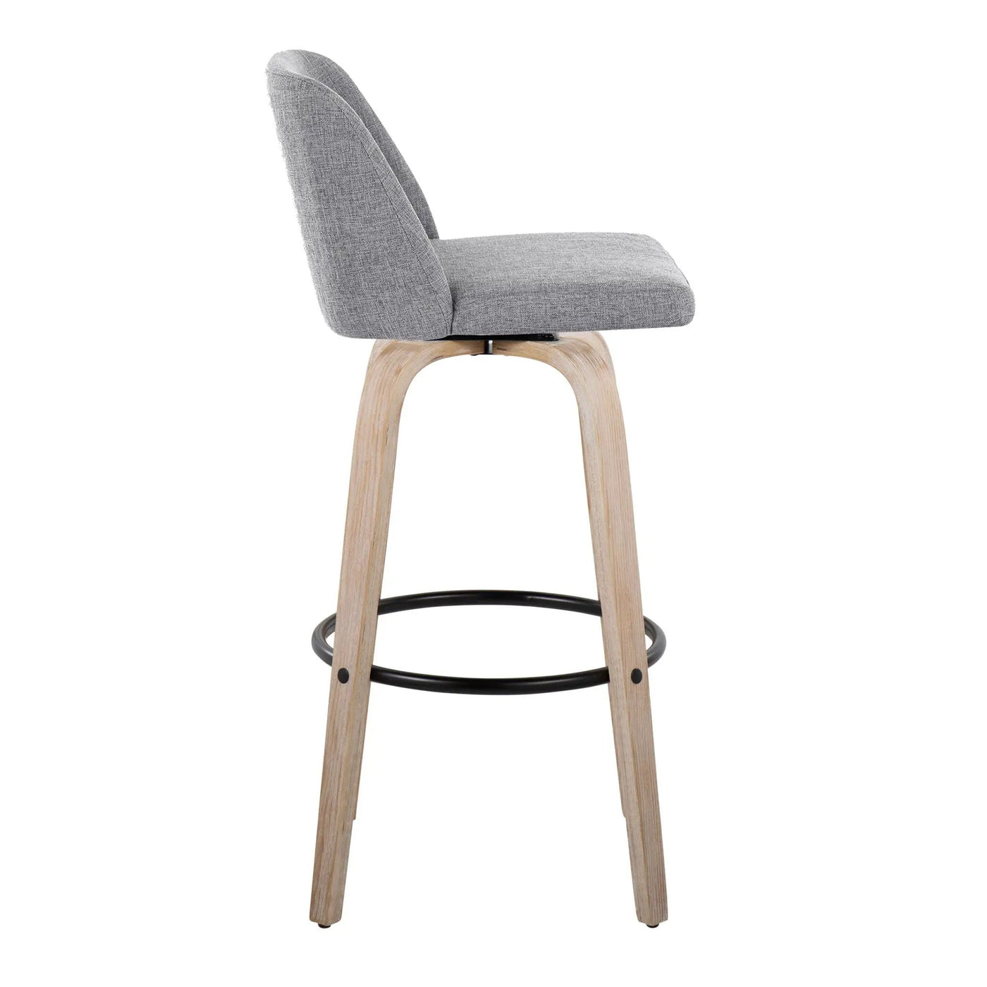 Toriano - Mid-Century Modern Fixed Height BarStool With Round Footrest (Set of 2) by HouseOfZazla