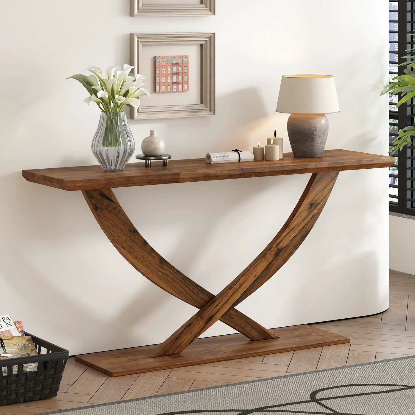 Console Table With Cross Leg Base and Reinforced Support Plate by HouseOfZazla