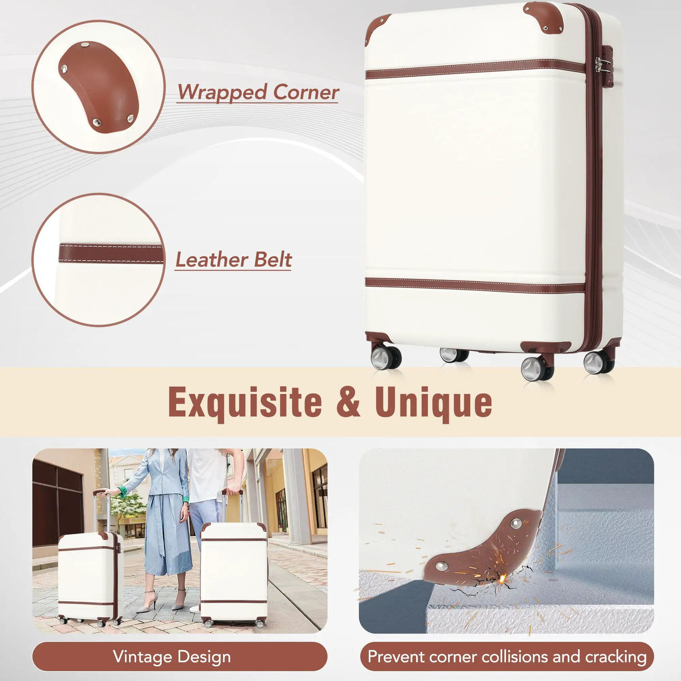 Hardshell Luggage Sets 3 Pieces 20" / 28" Luggages And Cosmetic Case Spinner Suitcase With Tsa Lock Lightweight by HouseOfZazla