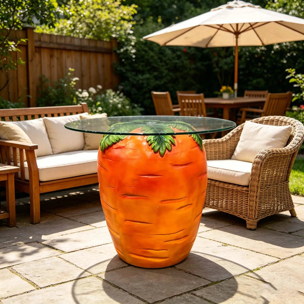 Carrot Shaped Side Table with Glass Top