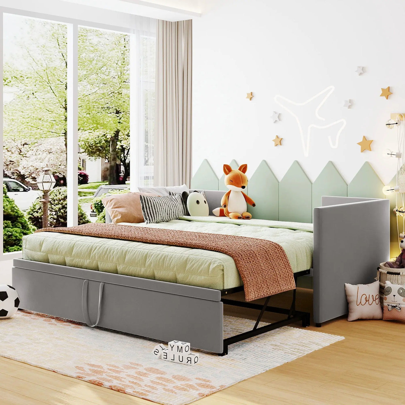 Twin Size Upholstered Daybed With Pop Up Trundle by HouseOfZazla