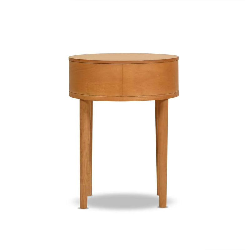 Cabana - Round Cane Storage Side Table - Natural Brown Oak by HouseOfZazla