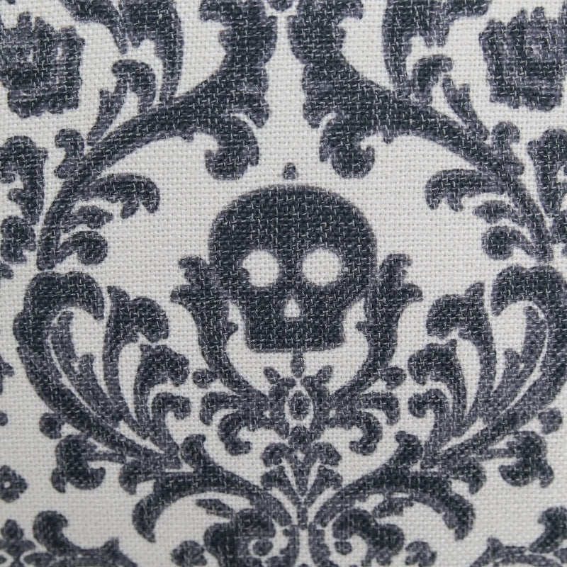Baroque Skull Damask Accent Pillow – Black & White Day of the Dead Accent Cushion by HouseOfZazla