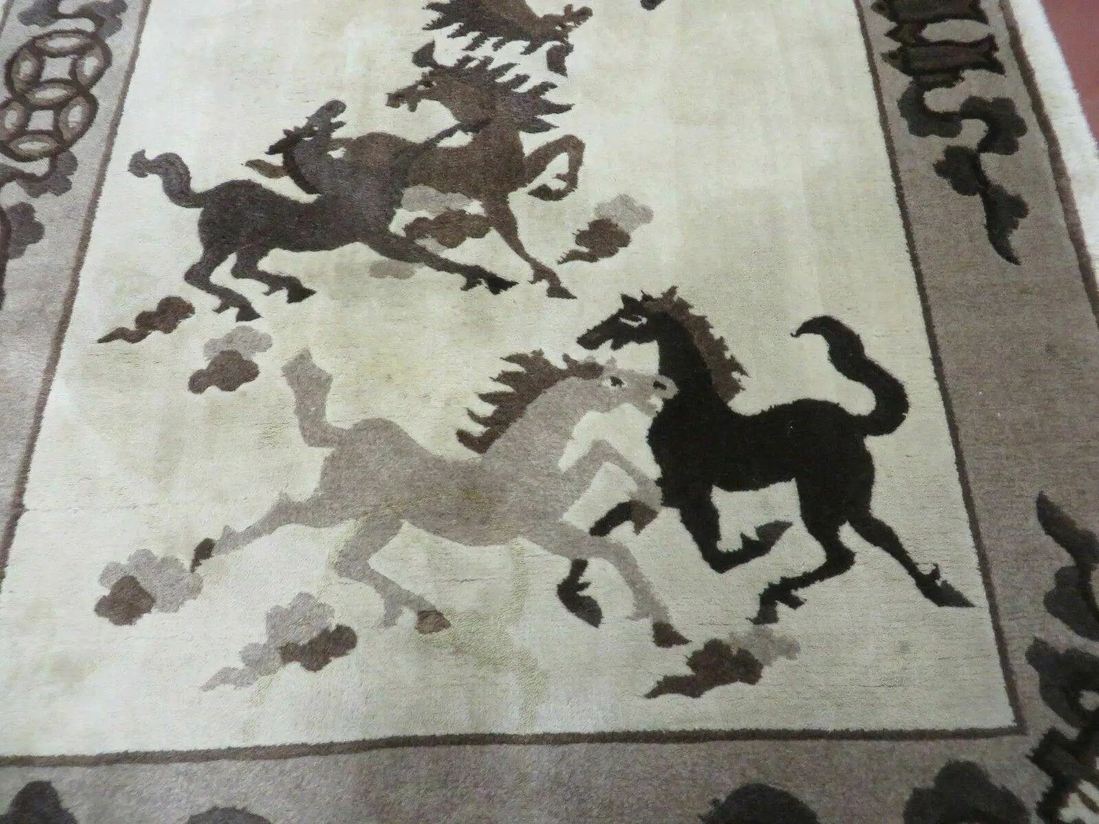 4' X 6' Modern Tibetan Nepal Art Deco Chinese Hand Knotted Wool Rug Horses Nice by Jewel Rugs