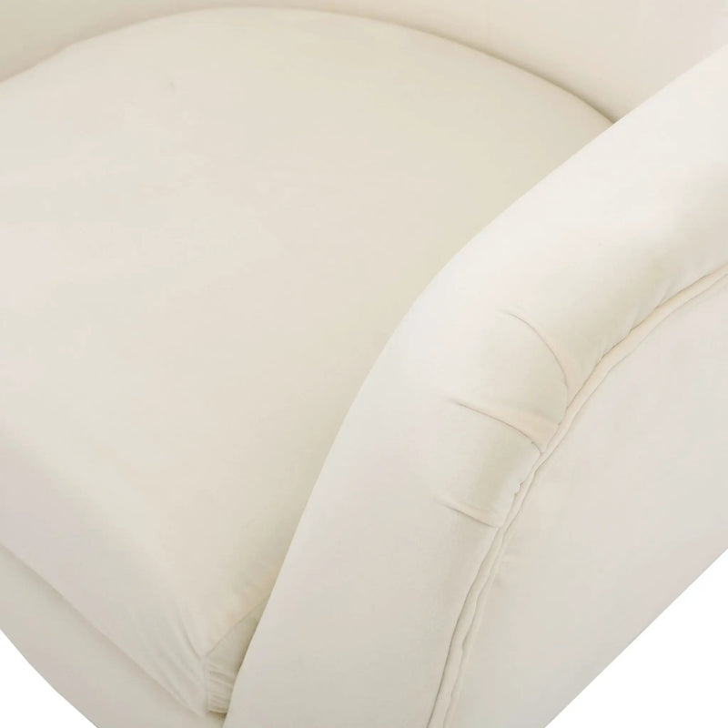 Style Velvet Arm Chair With Wingback And Flared Arms - Ivory by HouseOfZazla