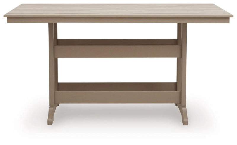 Seacliff Beach - Rectangular Counter Height Dining Table With Umbrella Option - Medium Brown by Unique Piece Furniture