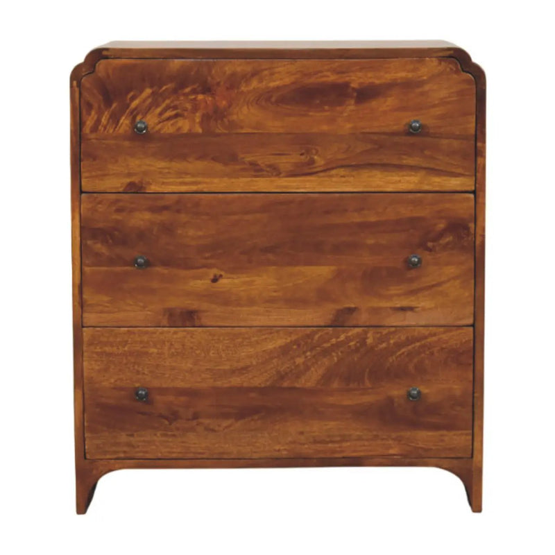 Solid Wood Newton Chest, 3-Drawers, Chestnut by HouseOfZazla