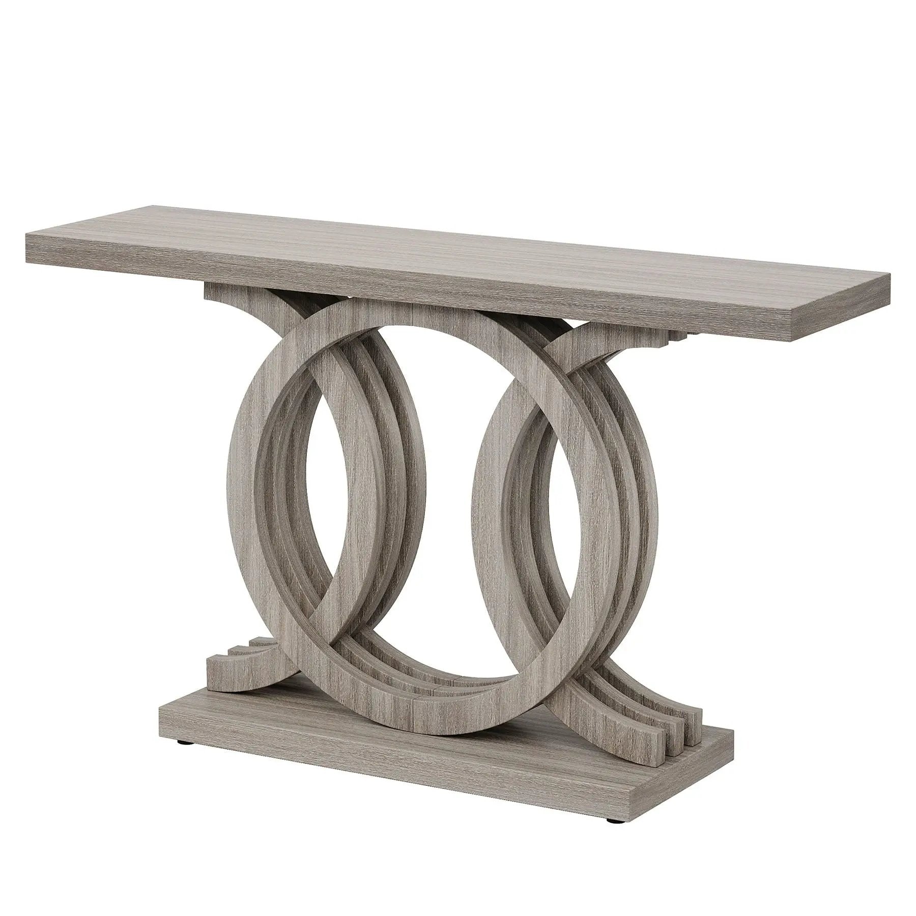 Console Table With Geometric Base For Living Hallway - Gray by HouseOfZazla