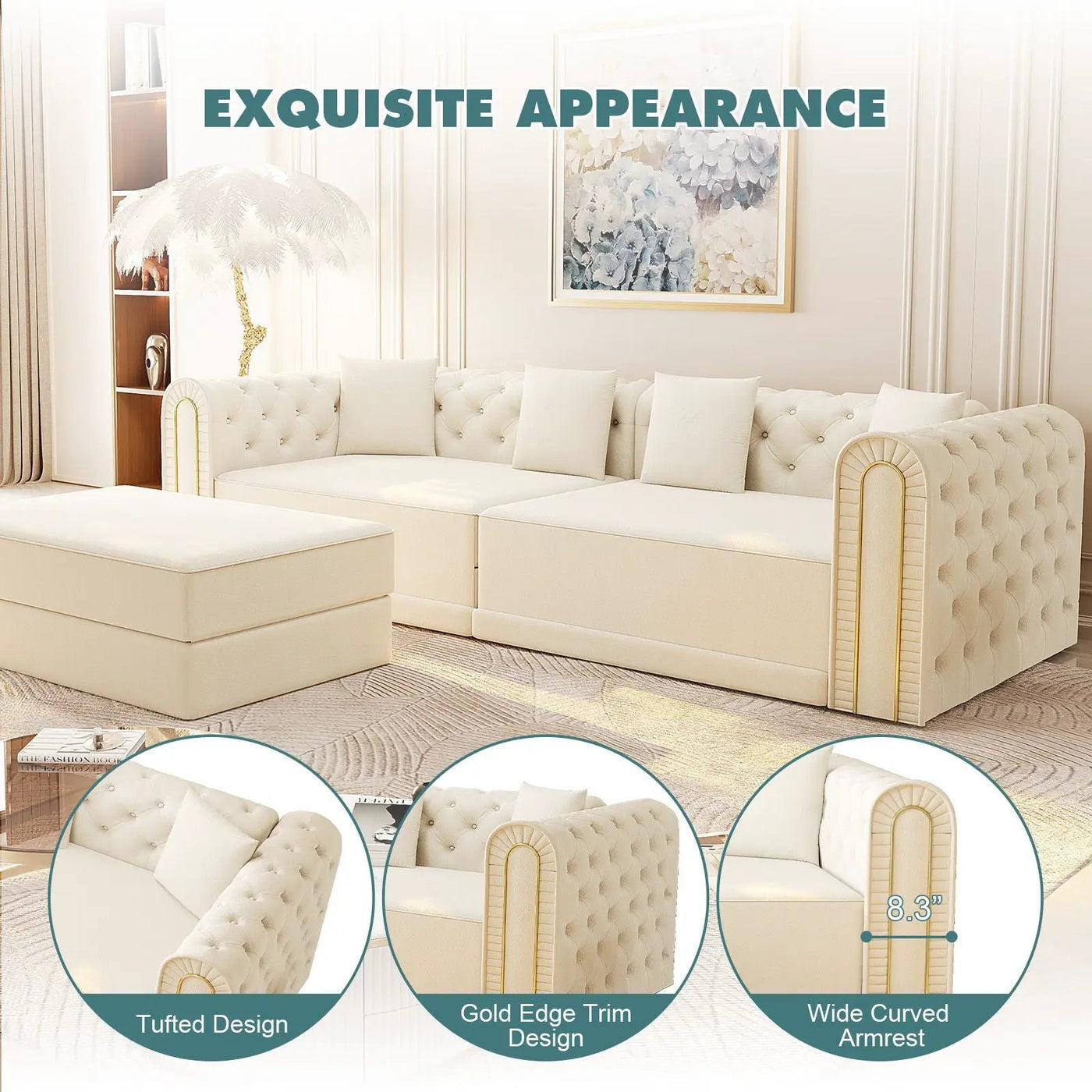 3-In-1 Convertible Sleeper Sofa With Movable Ottoman For Living Room by HouseOfZazla