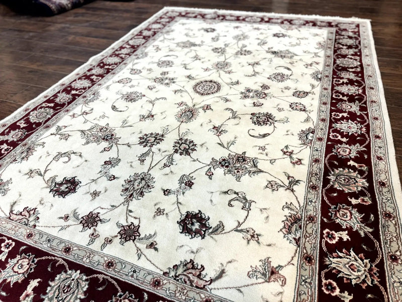Ivory and Burgundy Pak Persian Rug 6x9 by Jewel Rugs