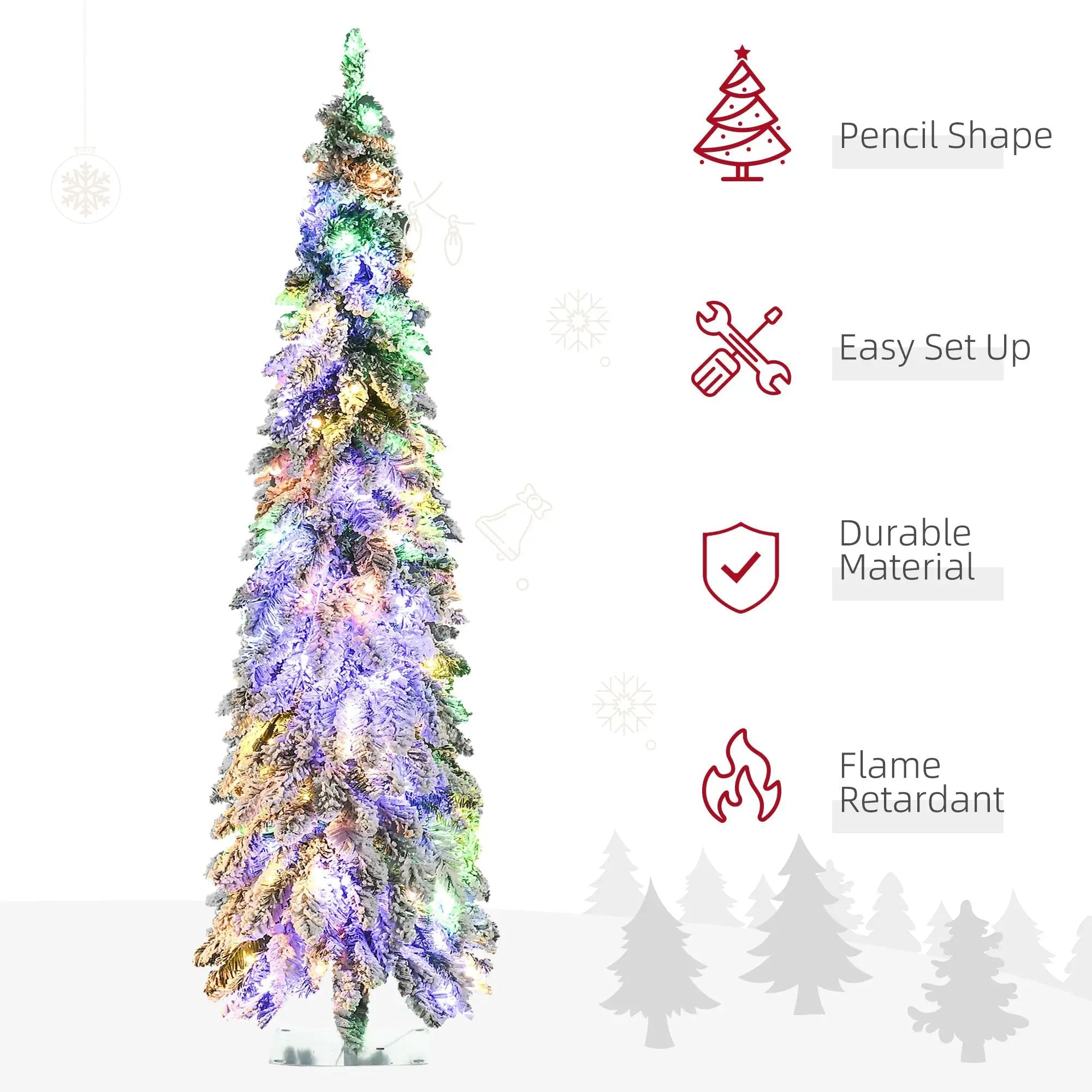 HOMCOM 6Ft Tall Prelit Pencil Artificial Christmas Tree by HouseOfZazla