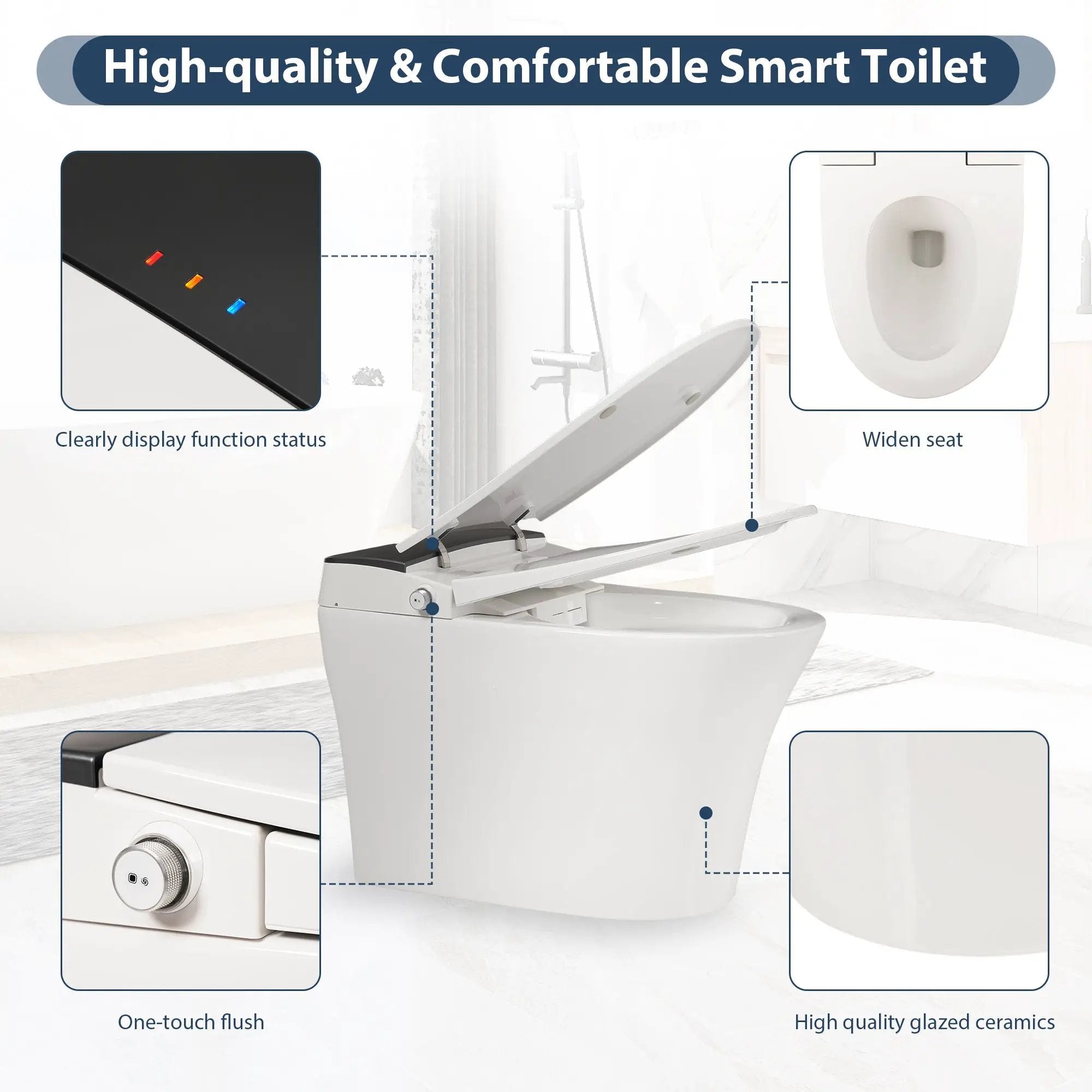 Heated Seat Smart Toilet, One Piece Design by HouseOfZazla