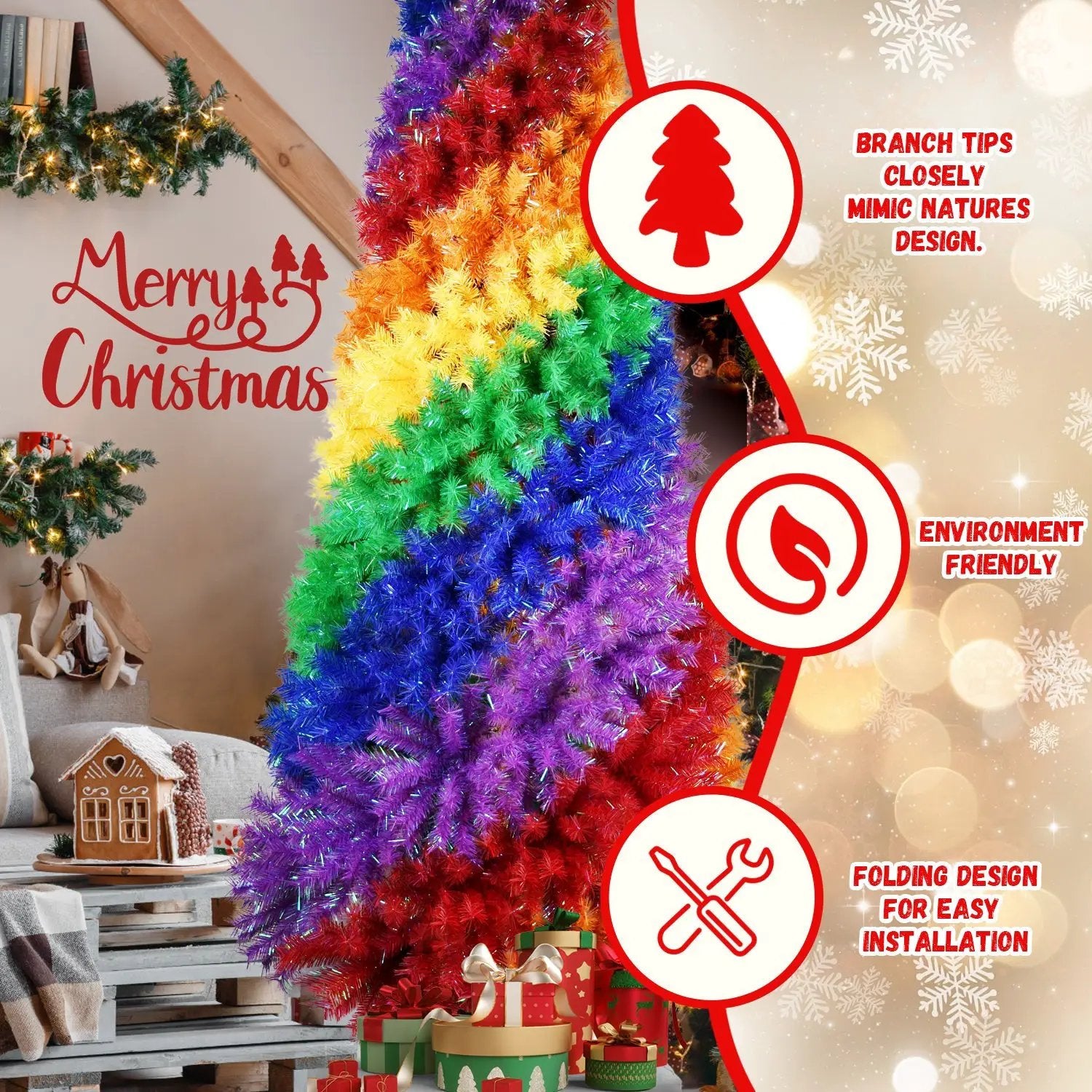 6ft Rainbow Spiral Christmas Tree by HouseOfZazla