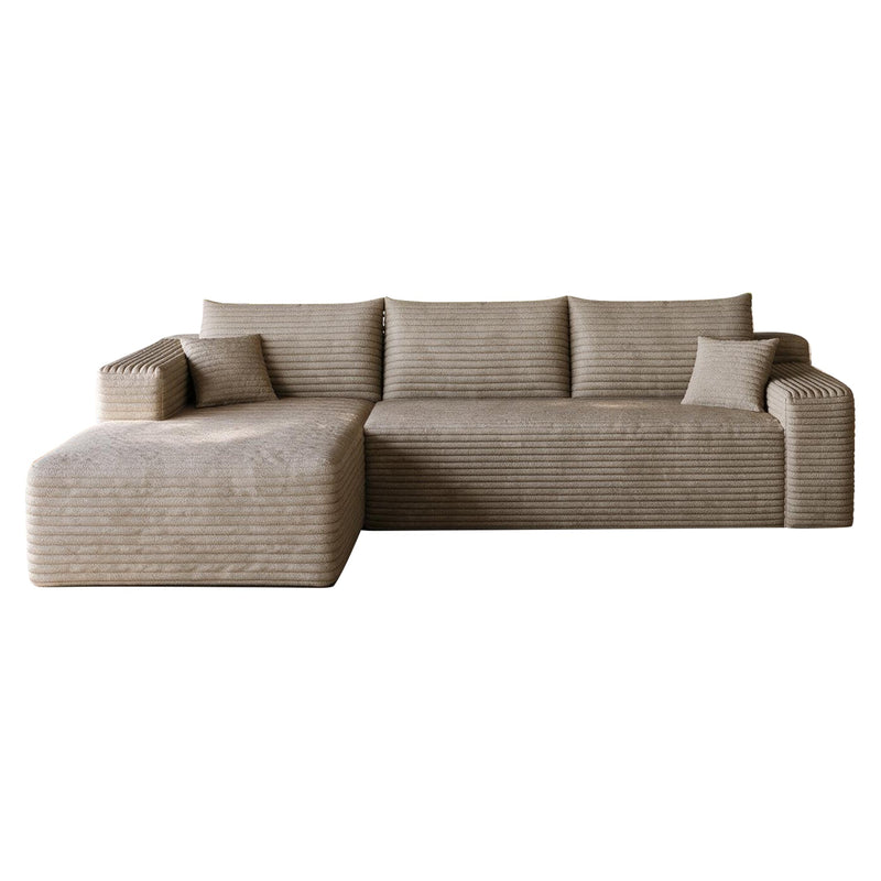 Cloud Sectional Sofa with No Assembly Required - Camel Plush Corduroy, 96", photo 7 of 9
