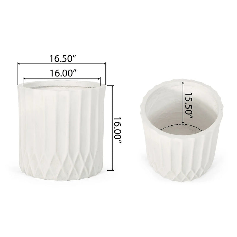 Planter With Subtle Pleated Design - Antique White by HouseOfZazla