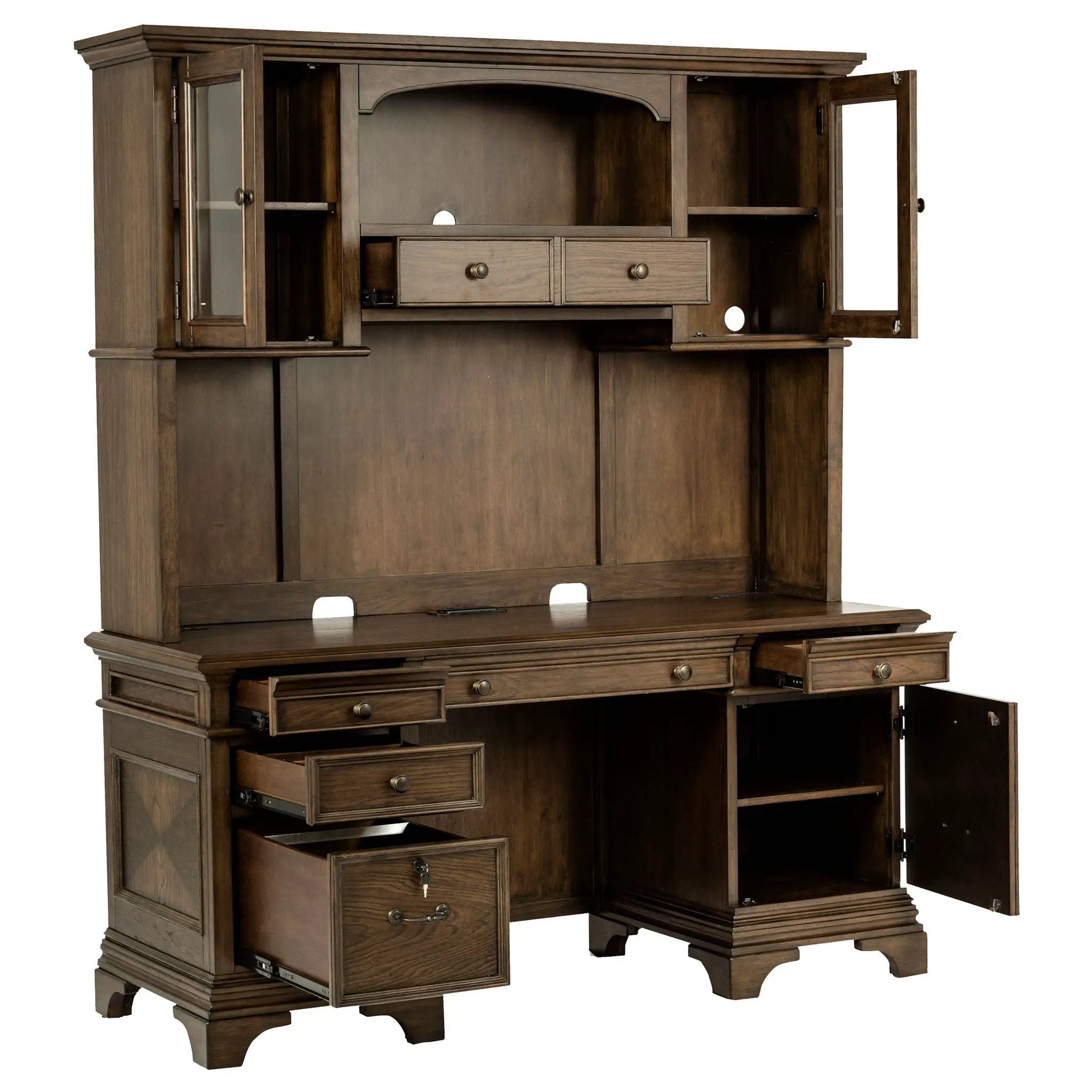 Hartshill 66-inch 5-drawer Credenza with Hutch Burnished Oak by Unique Piece Furniture