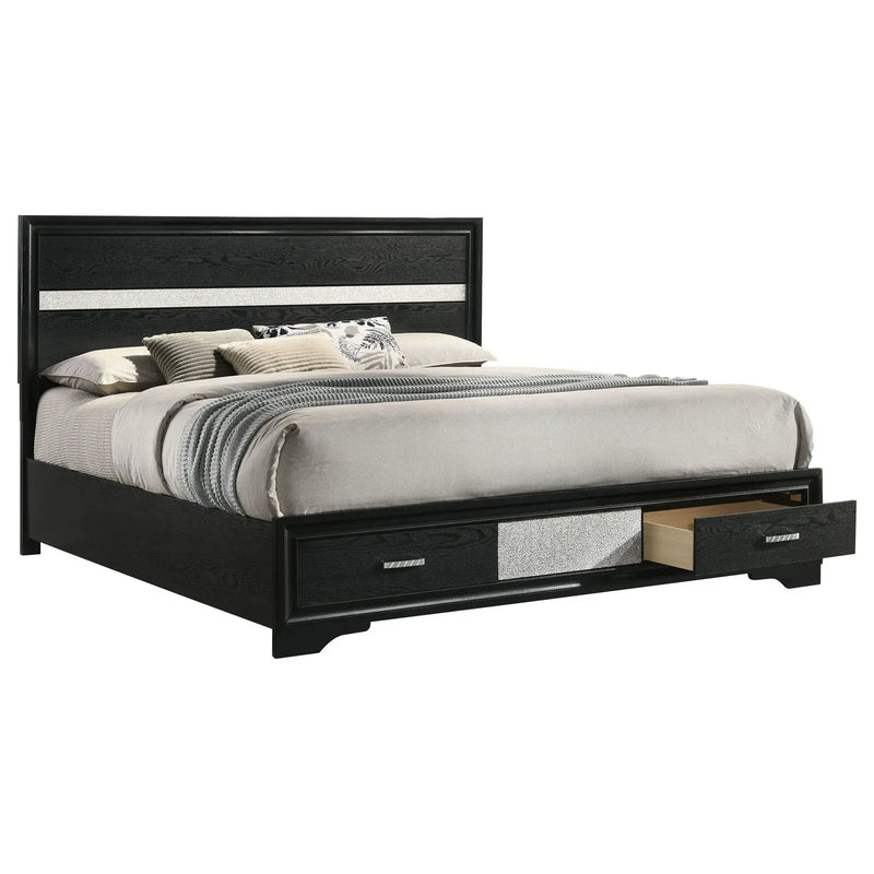 Miranda 51-inch Wood Eastern King Storage Panel Bed Black by Unique Piece Furniture