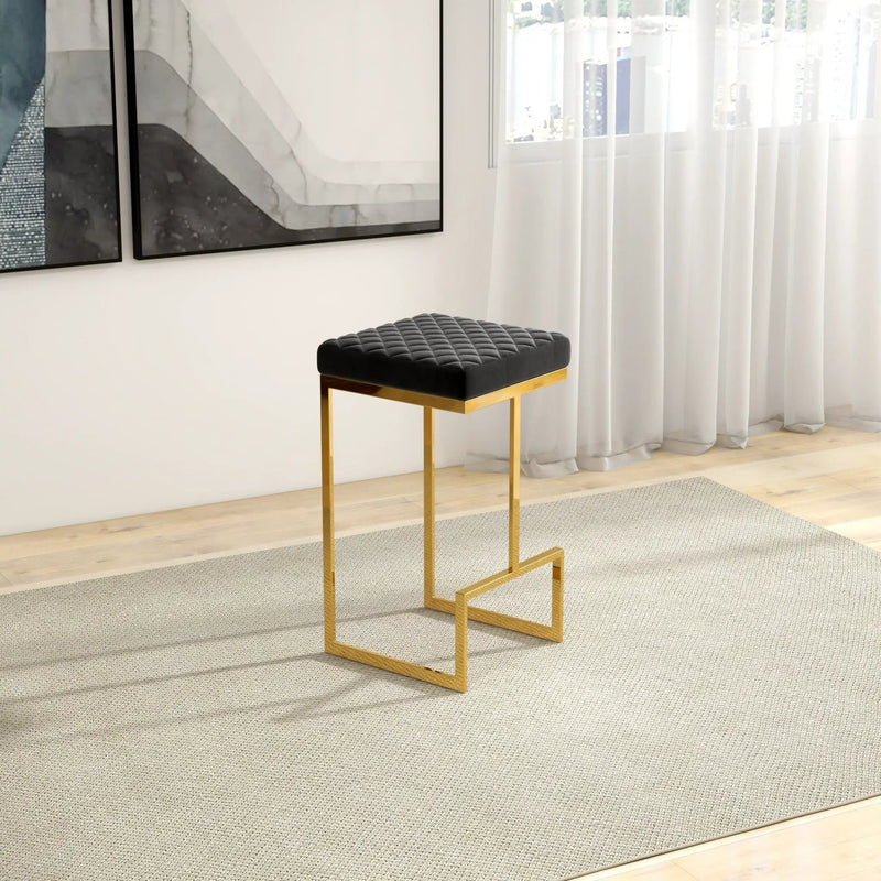 Joel - Upholstered Stool - Black / Gold by HouseOfZazla