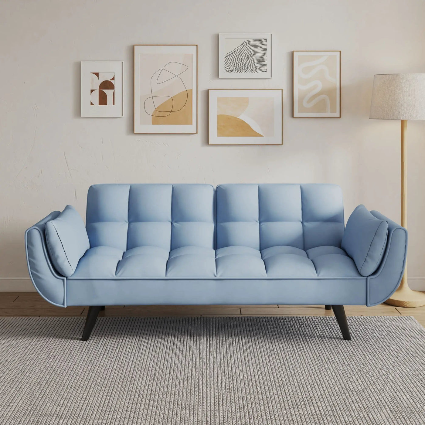 Sofa Soft Two Armrests Throw Pillow Pillow Comfortable Fit Apartment Bedroom Small Space by HouseOfZazla