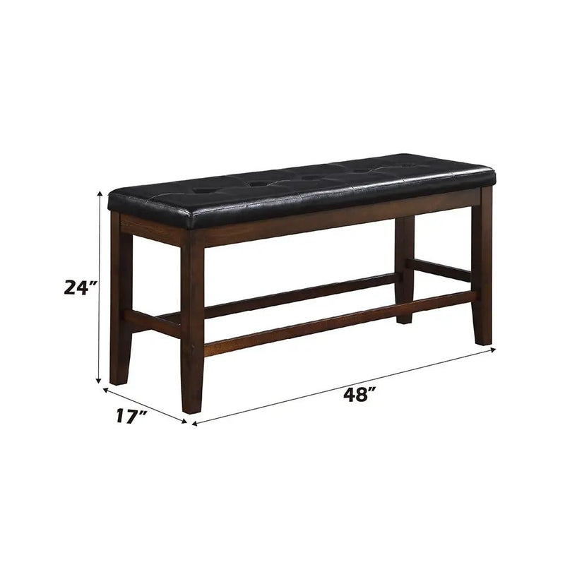 Urbana - Counter Height Bench - Black Synthetic Leather & Espresso by Unique Piece Furniture
