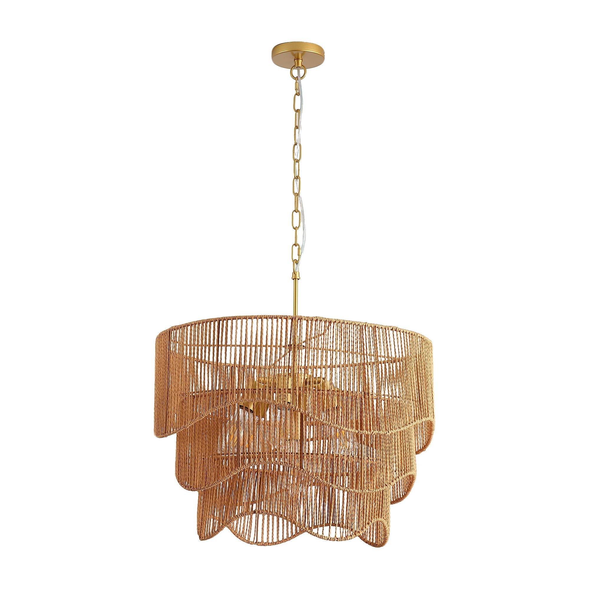 Handwoven Paper Rattan Boho Chandelier with 7-Light E26 Base by HouseOfZazla