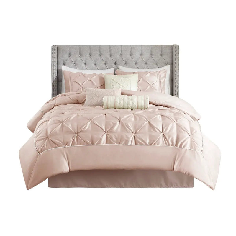 7 Piece Tufted Comforter Set Blush Full by HouseOfZazla