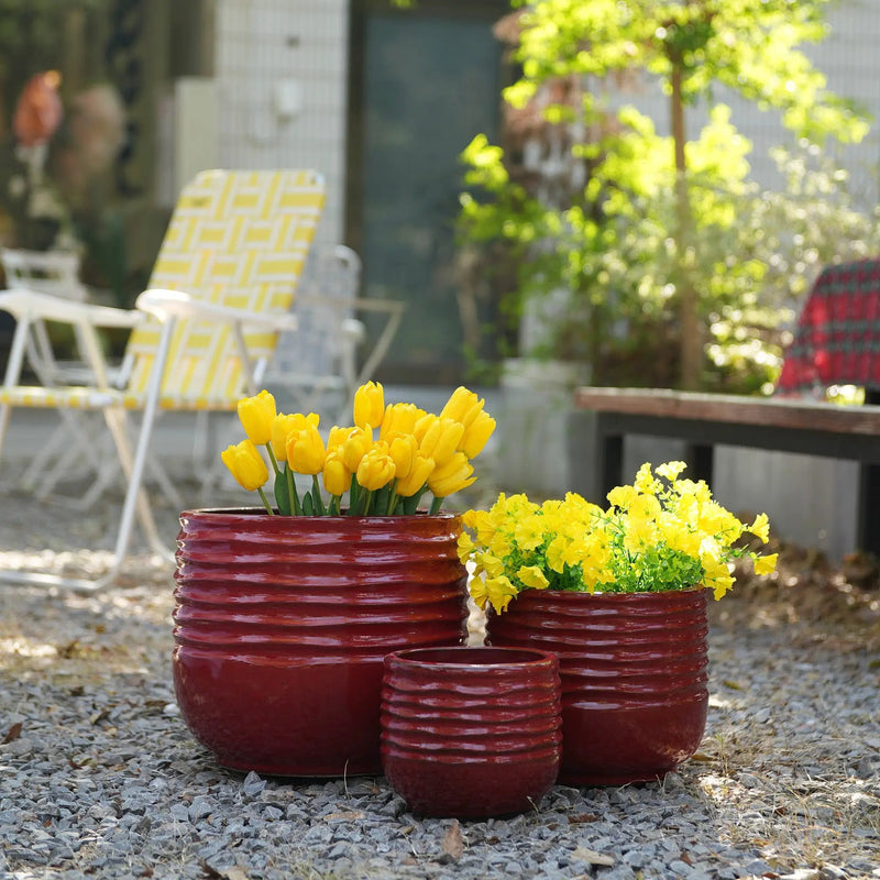 Handmade Glazed Ceramic Planter Set of 3 by HouseOfZazla