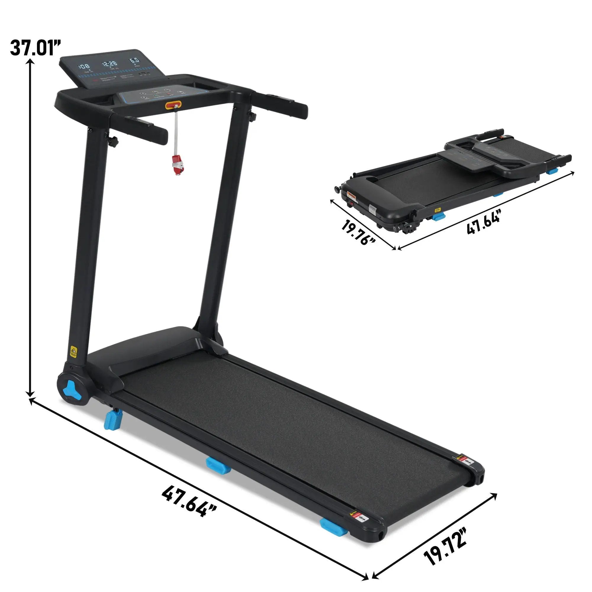 Folding Treadmill for Home, 3.0HP Portable with Bluetooth and Incline by HouseOfZazla