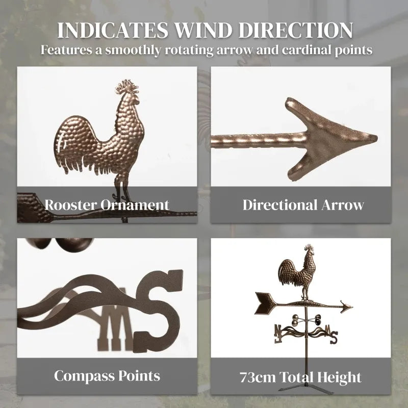 Roof Mount Wind Direction Indicator - Classic Rooster Weathervane by HouseOfZazla