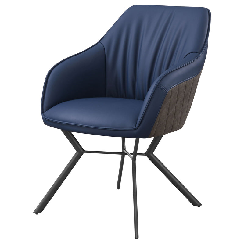 Mayer Upholstered Dining Arm Chair Blue and Brown (Set of 2) by Unique Piece Furniture